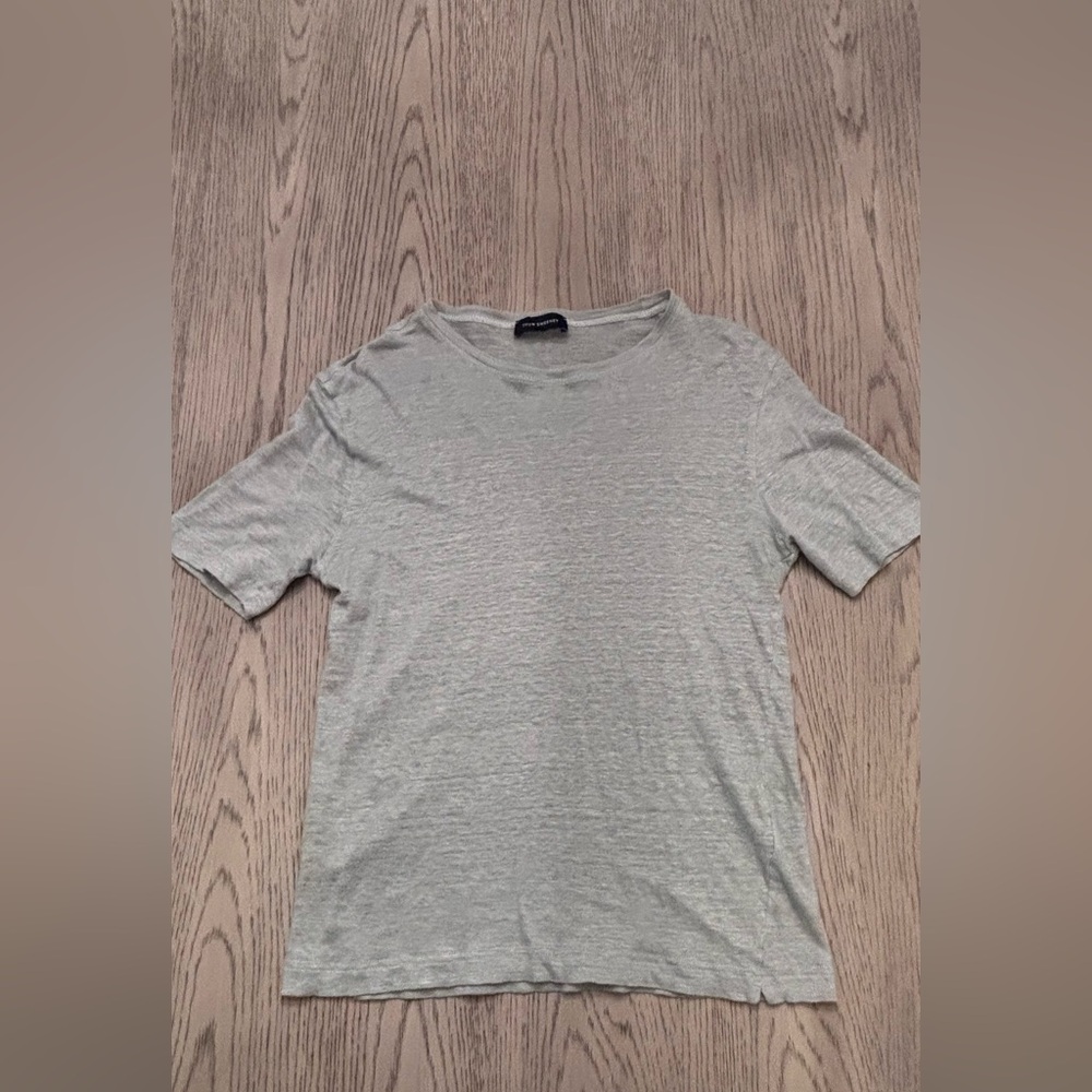 Thom Sweeney 100% Linen Blue/Grey T-Shirt Size S